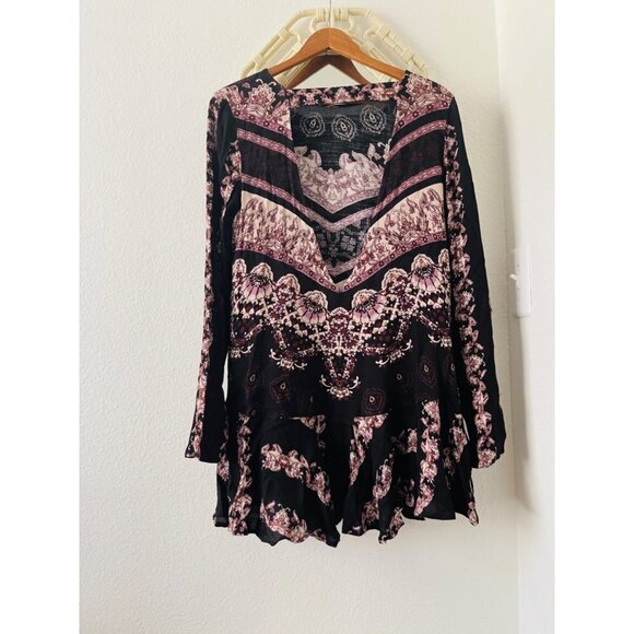 Free People Boho Oversized long sleeve mini Dress SzS - Picture 4 of 8